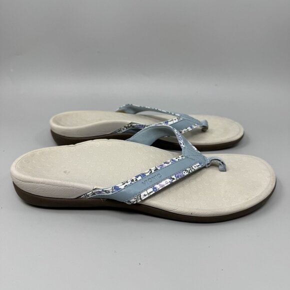 Vionic Tide Toe Blue Floral Flip Flops 340TIDEFL Size 9 Thong Sandals Shoes - Picture 1 of 7